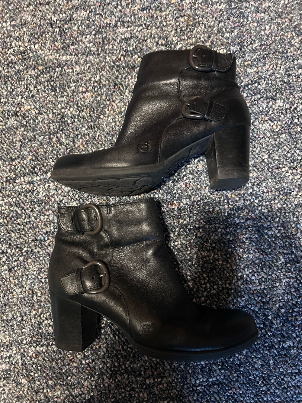 Born Black Leather Women's Ankle Booties with Side Zip